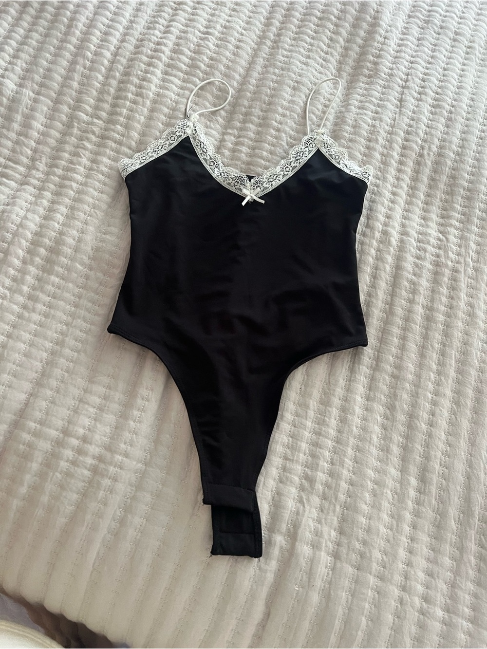 Black body suit with lace detail